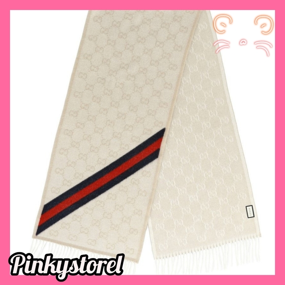 Authentic GUCCI Signature Logo Wool Nikky Scarf - Picture 1 of 12